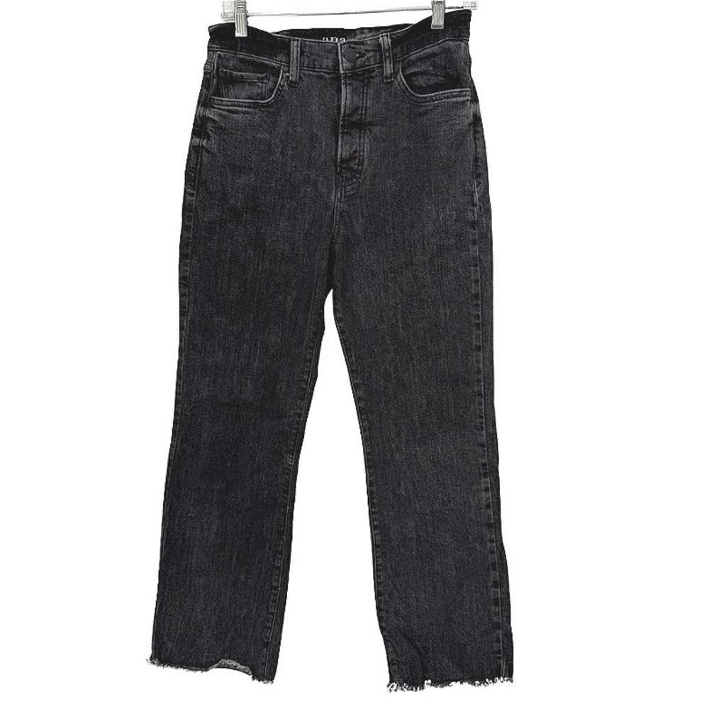 ANA Jeans Highest-Rise Vintage Straight Raw Hem Washed Black Denim Jeans 4